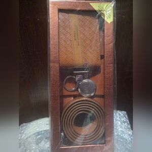Brown Leather Belt Gift Set